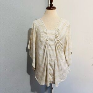 Canyon River Blues Women Light Tan Stripped Dolman Relaxed Fit Pull Over Top L